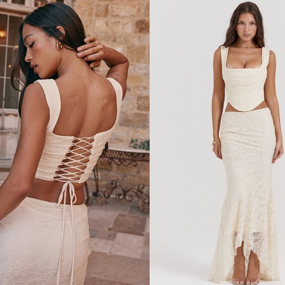 House of CB 'Una' Vintage Cream Lace Corset NWOT - Picture 4 of 8